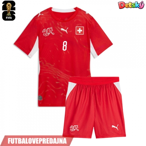 Lacne Dětský Futbalové dres Švajčiarsko Remo Freuler #8 MS 2026 Krátky Rukáv - Domáci (+ trenírky)